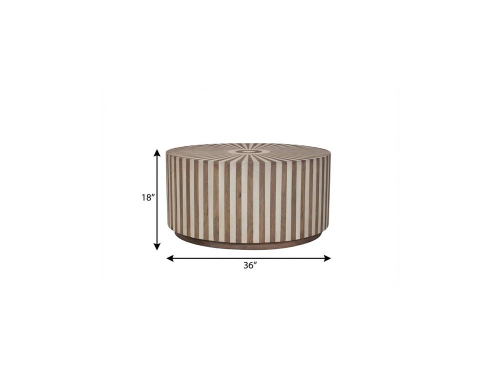 Set of Two Brown Solid Wood Round Drum Furniture Set — view 9