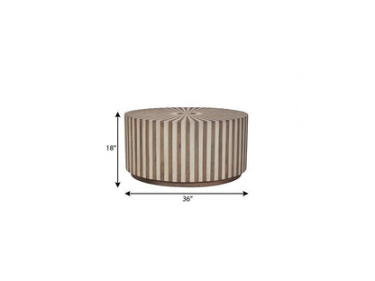 Set of Two Brown Solid Wood Round Drum Furniture Set