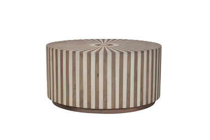 Set of Two Brown Solid Wood Round Drum Furniture Set