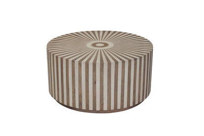 Set of Two Brown Solid Wood Round Drum Furniture Set