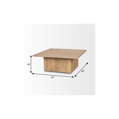 42" Light Brown Solid Wood Square Block Coffee Table HomeRoots