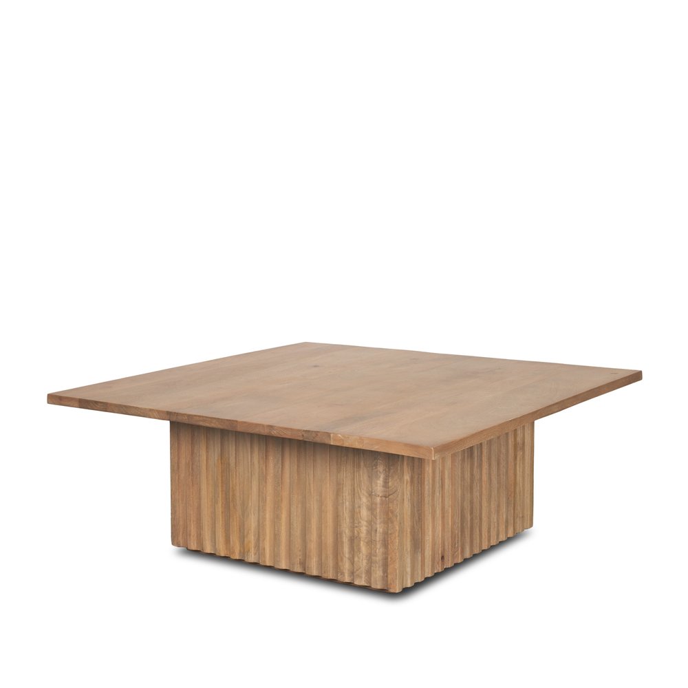 42" Light Brown Solid Wood Square Block Coffee Table HomeRoots