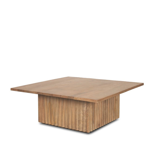 42" Light Brown Solid Wood Square Block Coffee Table