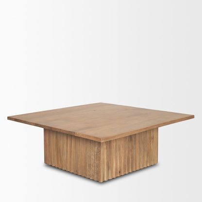 42" Light Brown Solid Wood Square Block Coffee Table