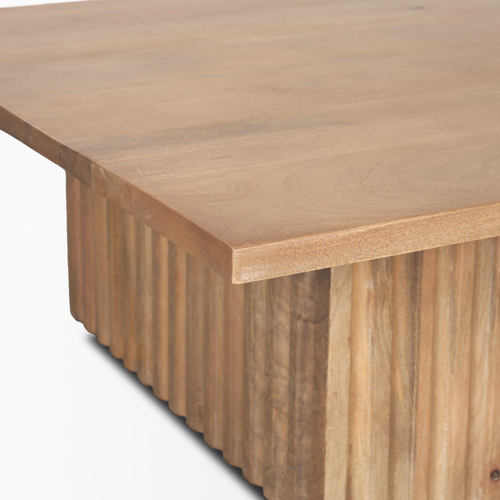 42" Light Brown Solid Wood Square Block Coffee Table — view 5