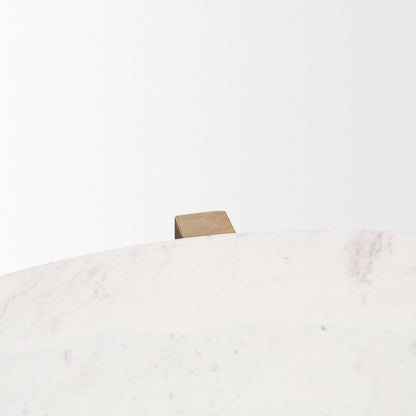 48" White and Brown Marble and Solid Wood Round Coffee Table HomeRoots