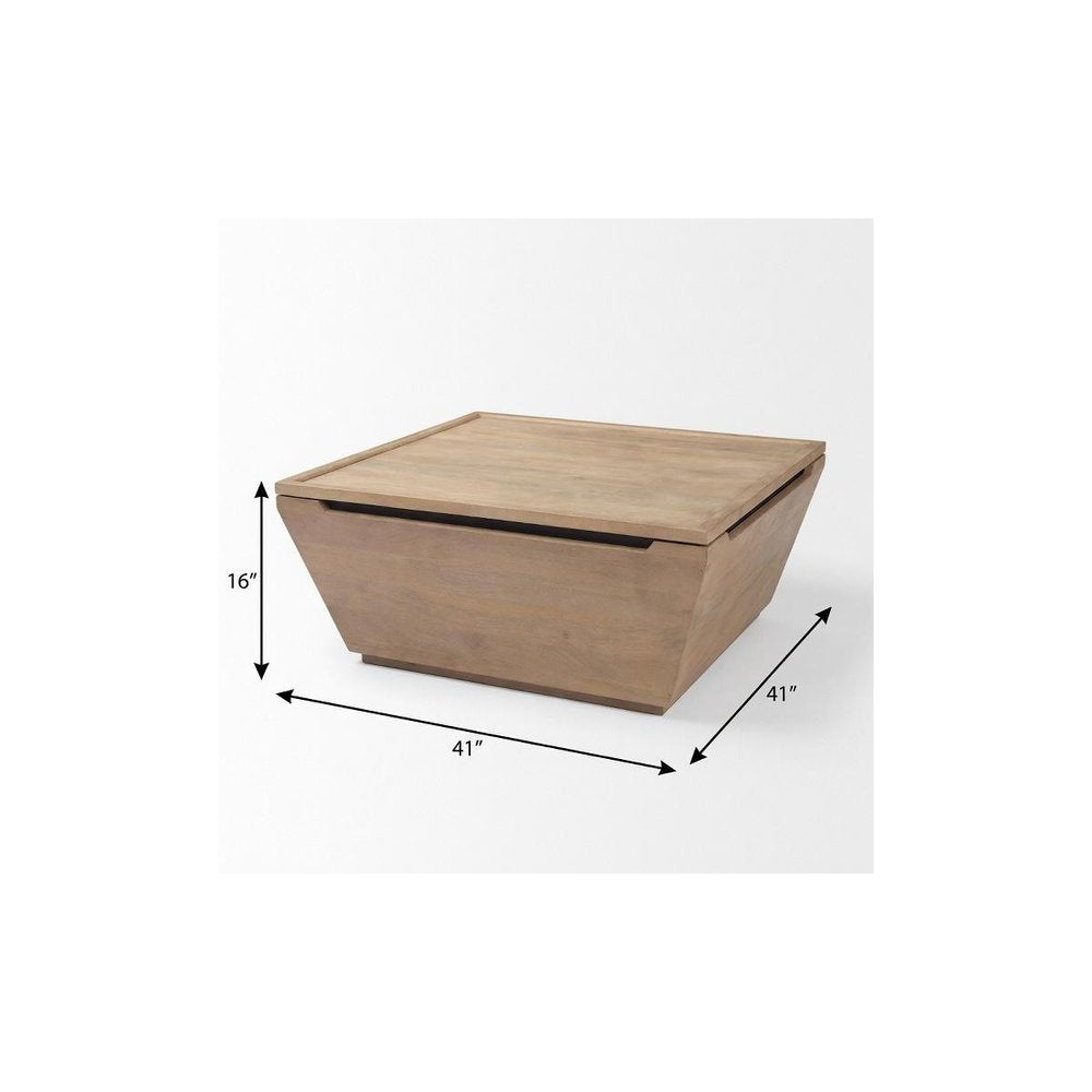 41" Brown Solid Wood Square Lift Top Solid Coffee Table — view 10