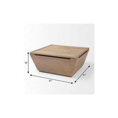 41" Brown Solid Wood Square Lift Top Solid Coffee Table HomeRoots