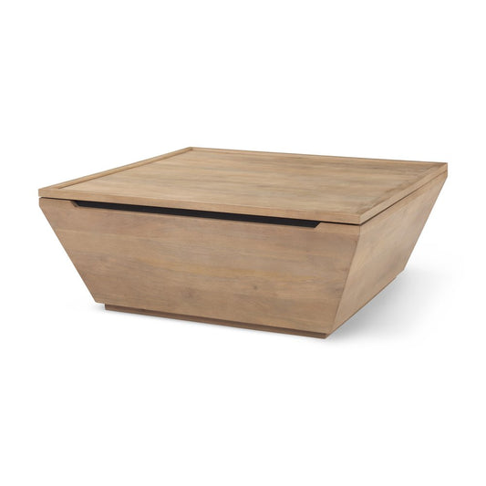 41" Brown Solid Wood Square Lift Top Solid Coffee Table