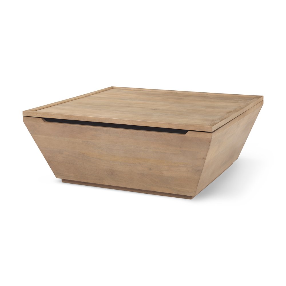 41" Brown Solid Wood Square Lift Top Solid Coffee Table — view 6