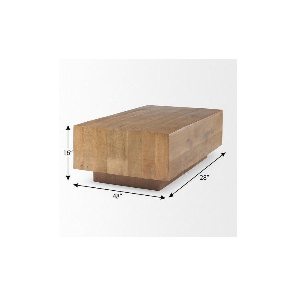 48" Light Brown Solid Wood Solid Coffee Table