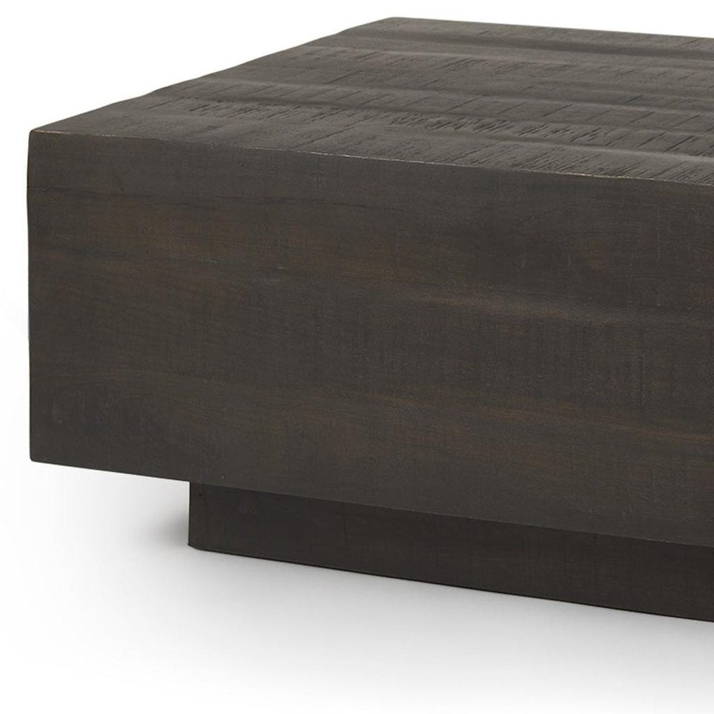 48" Dark Brown Solid Wood Block Coffee Table — view 8