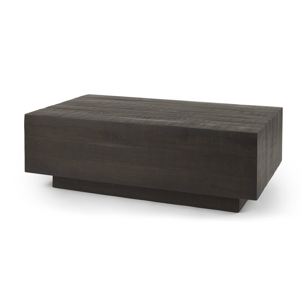 48" Dark Brown Solid Wood Block Coffee Table HomeRoots