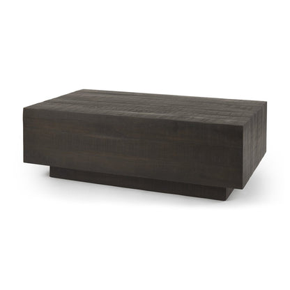 48" Dark Brown Solid Wood Block Coffee Table HomeRoots
