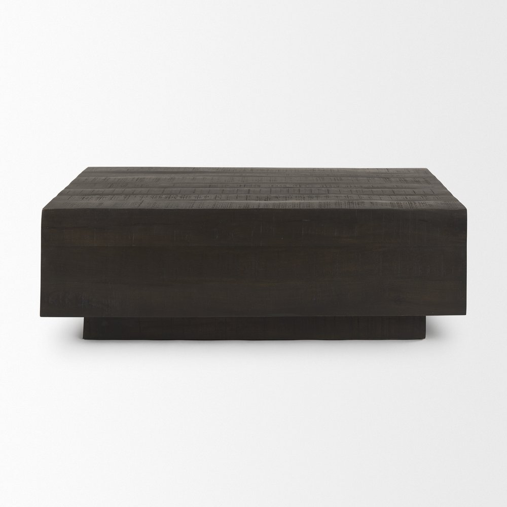 48" Dark Brown Solid Wood Block Coffee Table — view 2
