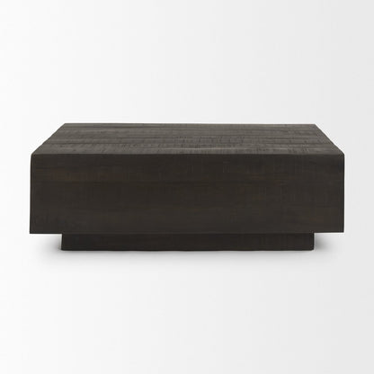 48" Dark Brown Solid Wood Block Coffee Table