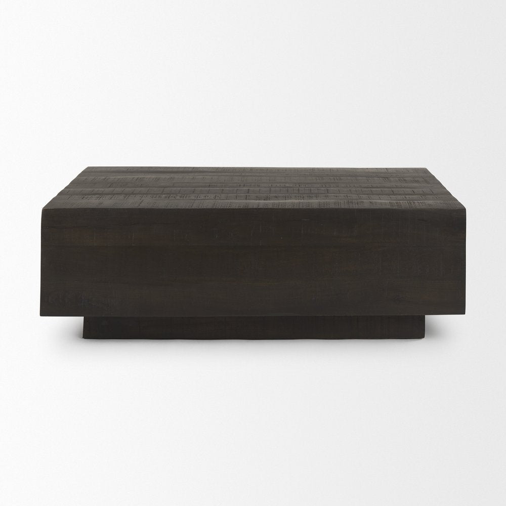 48" Dark Brown Solid Wood Block Coffee Table HomeRoots