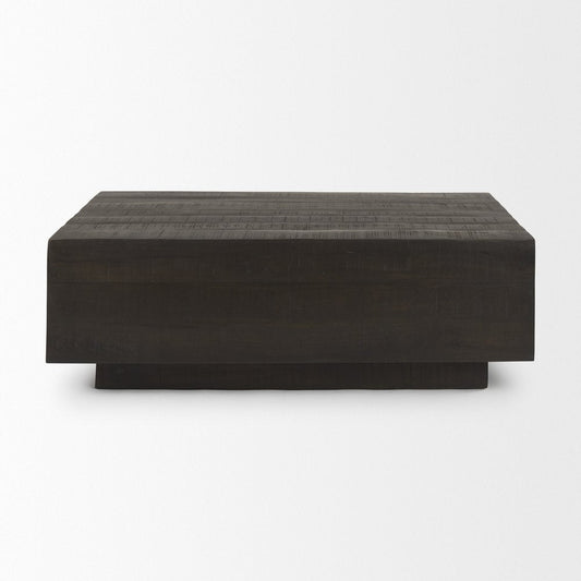 48" Dark Brown Solid Wood Block Coffee Table