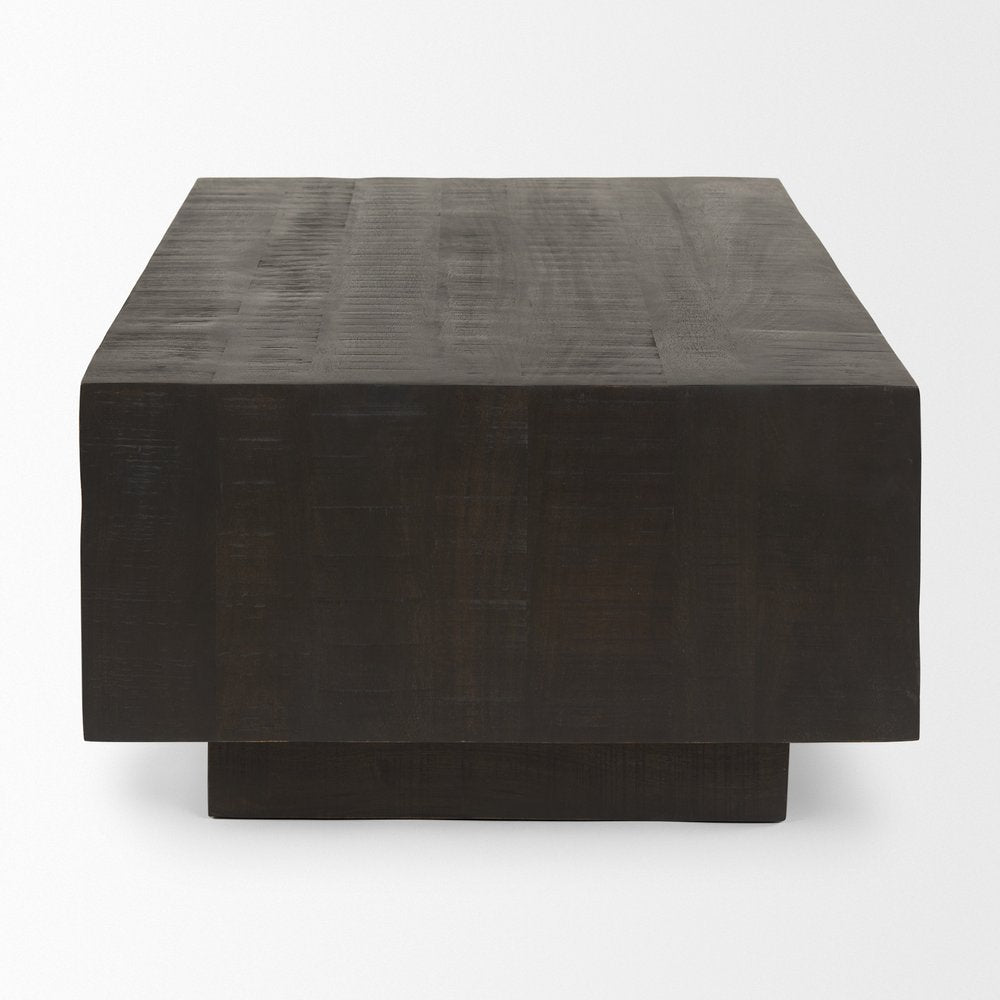 48" Dark Brown Solid Wood Block Coffee Table — view 3