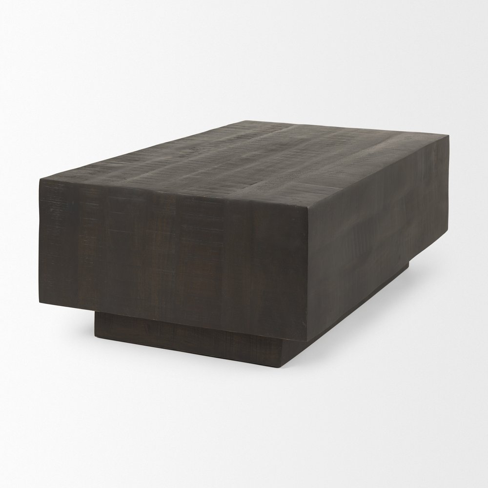 48" Dark Brown Solid Wood Block Coffee Table HomeRoots