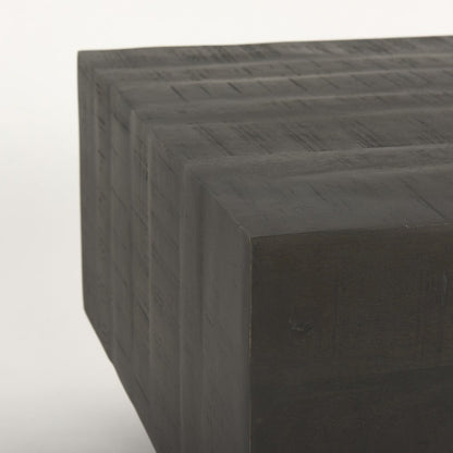 48" Dark Brown Solid Wood Block Coffee Table