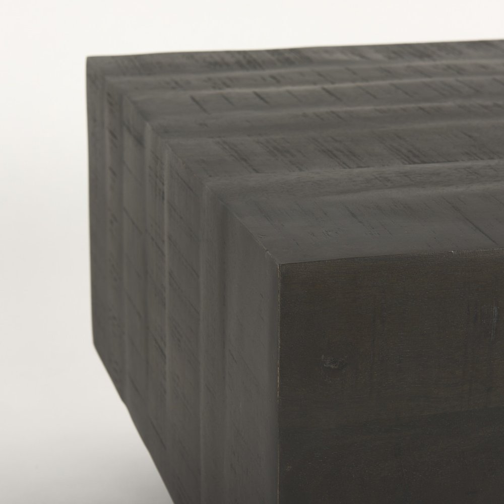 48" Dark Brown Solid Wood Block Coffee Table — view 5