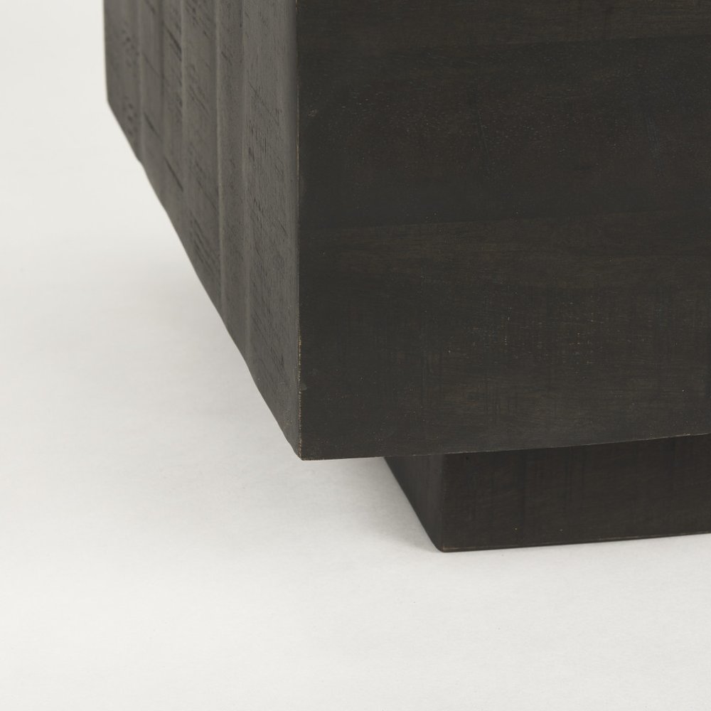 48" Dark Brown Solid Wood Block Coffee Table — view 6