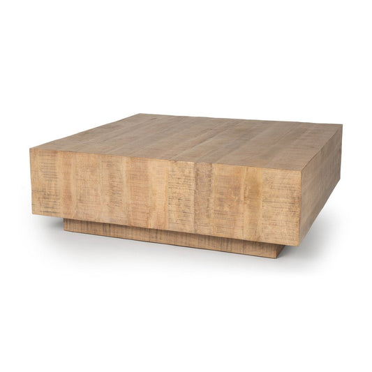 48" Brown Solid Wood Square Block Coffee Table