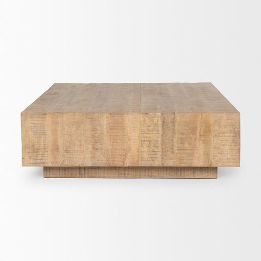 48" Brown Solid Wood Square Block Coffee Table