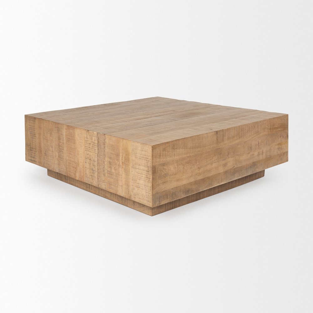 48" Brown Solid Wood Square Block Coffee Table — view 3