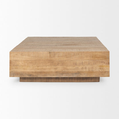 48" Brown Solid Wood Square Block Coffee Table