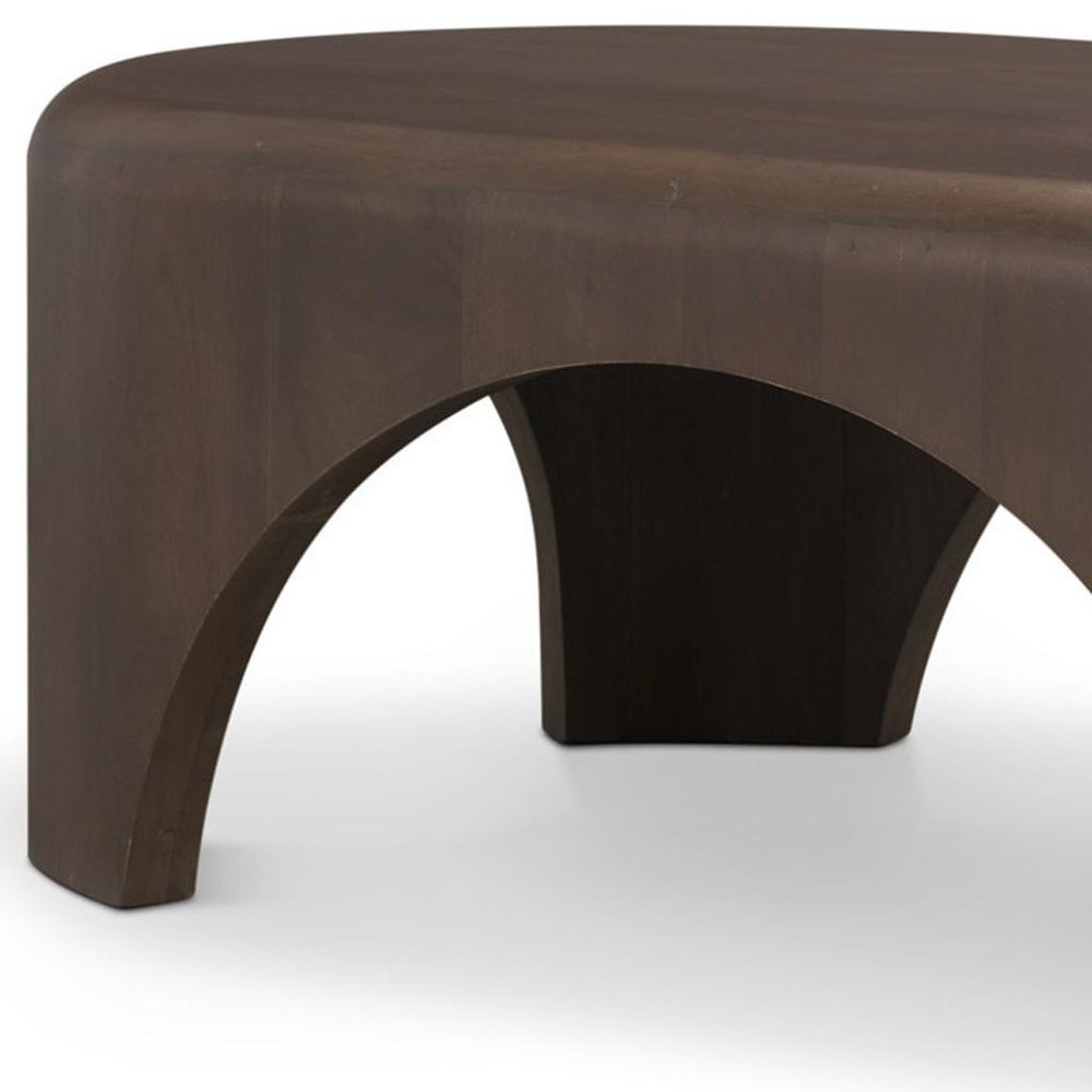 48" Brown and Gray Solid Wood Oval Coffee Table — view 10