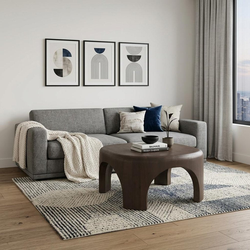 48" Brown and Gray Solid Wood Oval Coffee Table — view 12