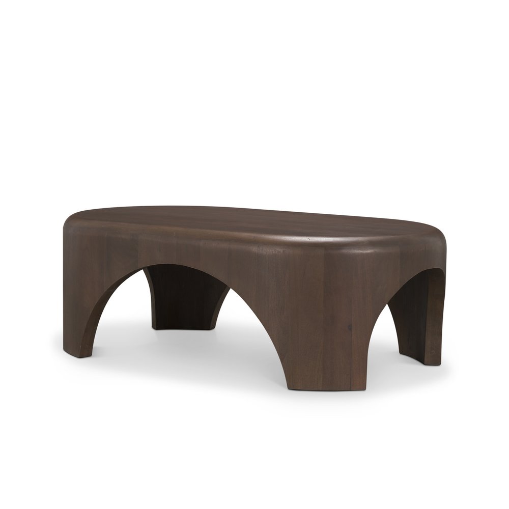 48" Brown and Gray Solid Wood Oval Coffee Table