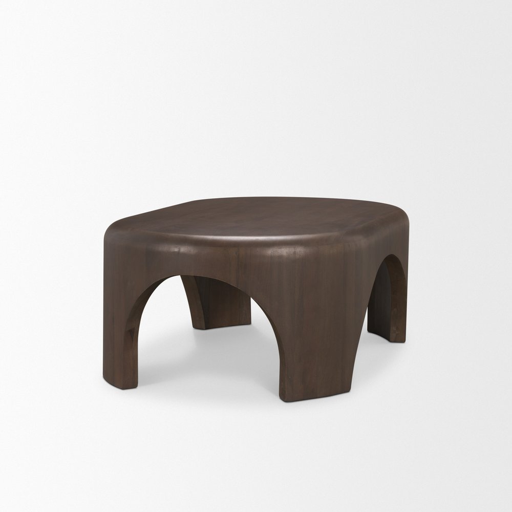 48" Brown and Gray Solid Wood Oval Coffee Table — view 4
