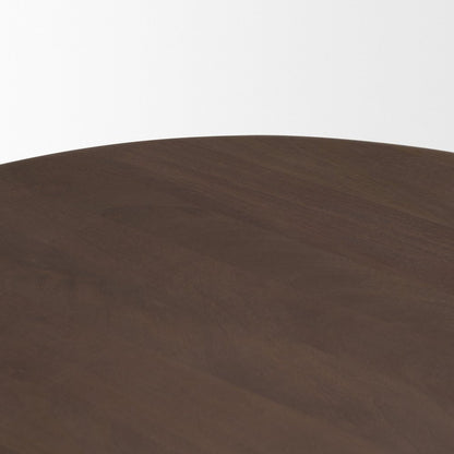 48" Brown and Gray Solid Wood Oval Coffee Table