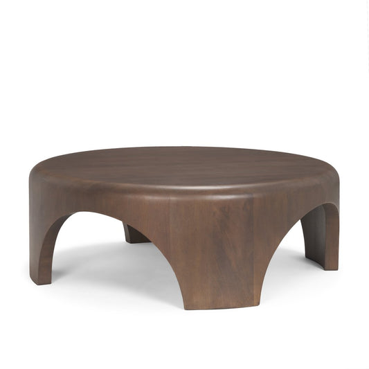 45" Dark Brown Solid Wood Round Coffee Table