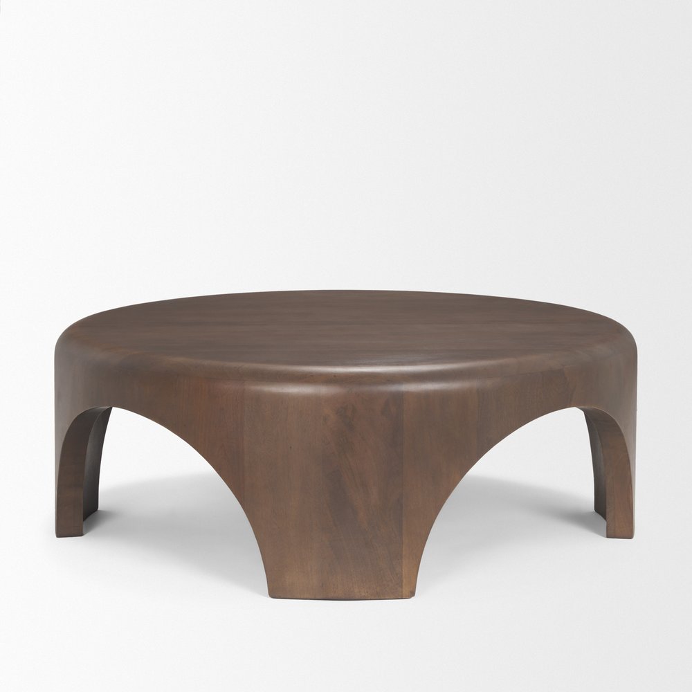 45" Dark Brown Solid Wood Round Coffee Table HomeRoots