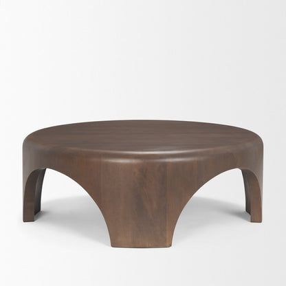 45" Dark Brown Solid Wood Round Coffee Table