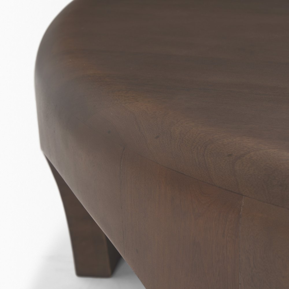 45" Dark Brown Solid Wood Round Coffee Table — view 6