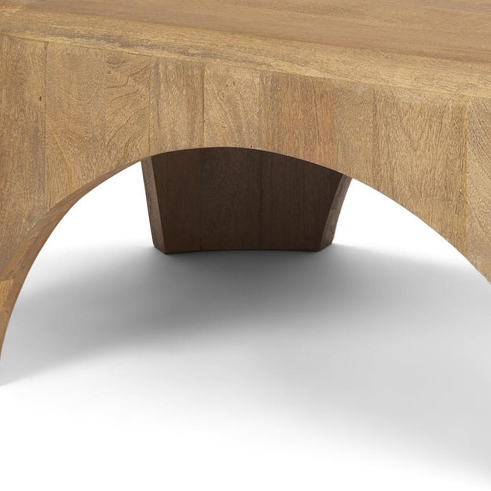 48" Light Brown Solid Wood Oval Coffee Table