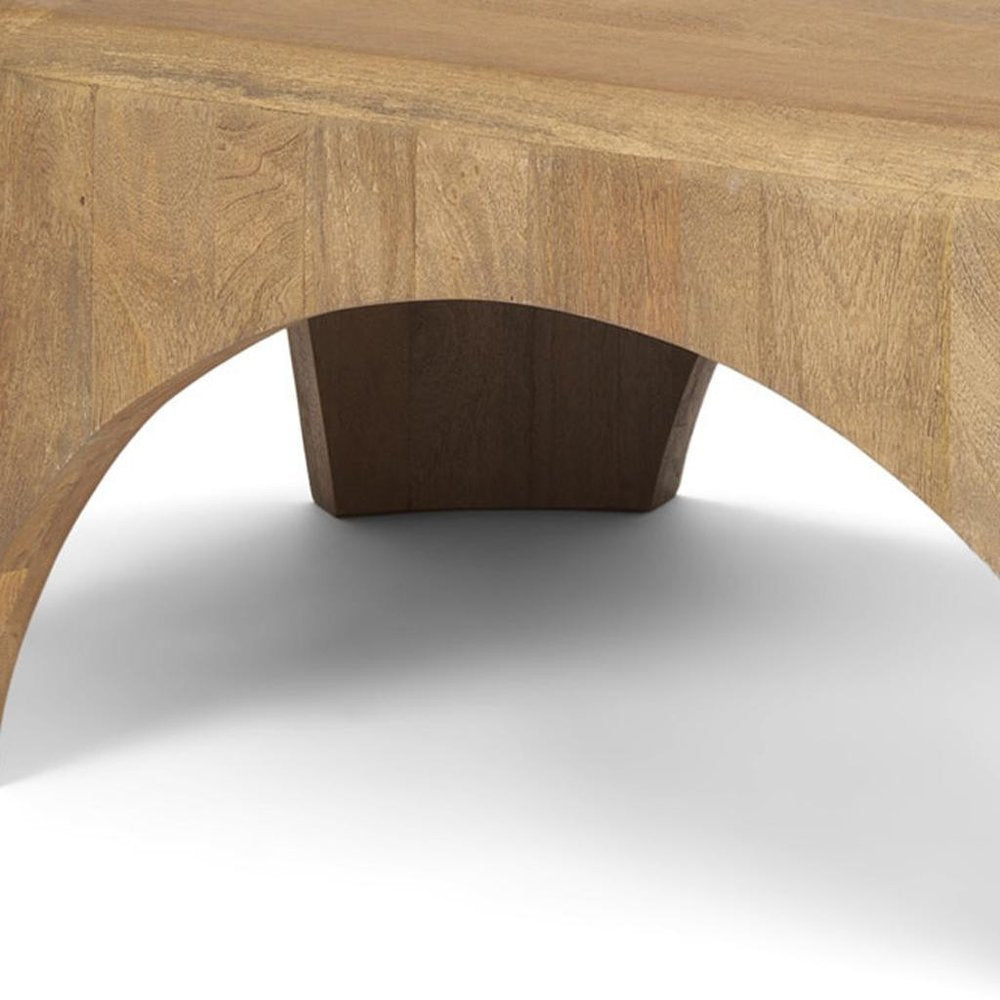 48" Light Brown Solid Wood Oval Coffee Table — view 6