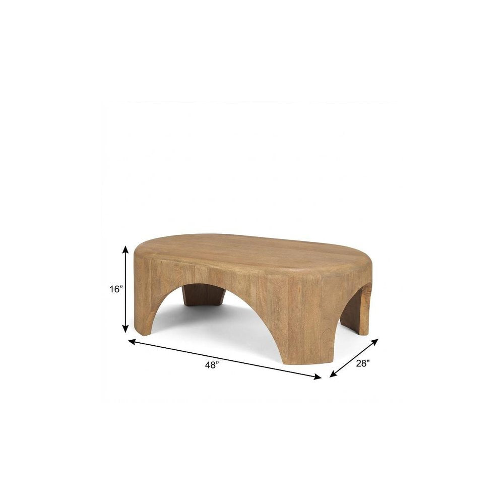 48" Light Brown Solid Wood Oval Coffee Table HomeRoots