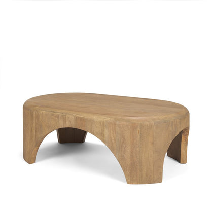 48" Light Brown Solid Wood Oval Coffee Table HomeRoots