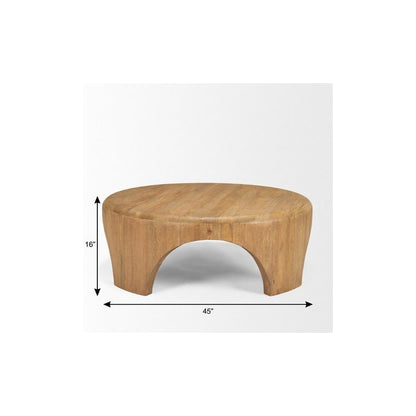 45" Light Brown Solid Wood Round Coffee Table HomeRoots