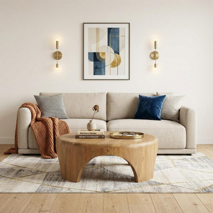 45" Light Brown Solid Wood Round Coffee Table HomeRoots