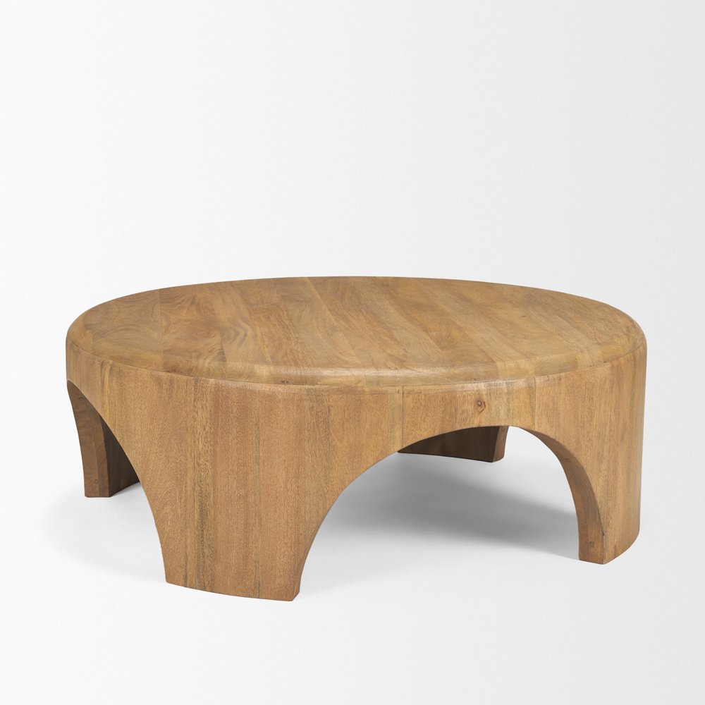 45" Light Brown Solid Wood Round Coffee Table HomeRoots