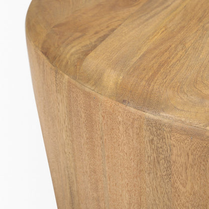 45" Light Brown Solid Wood Round Coffee Table