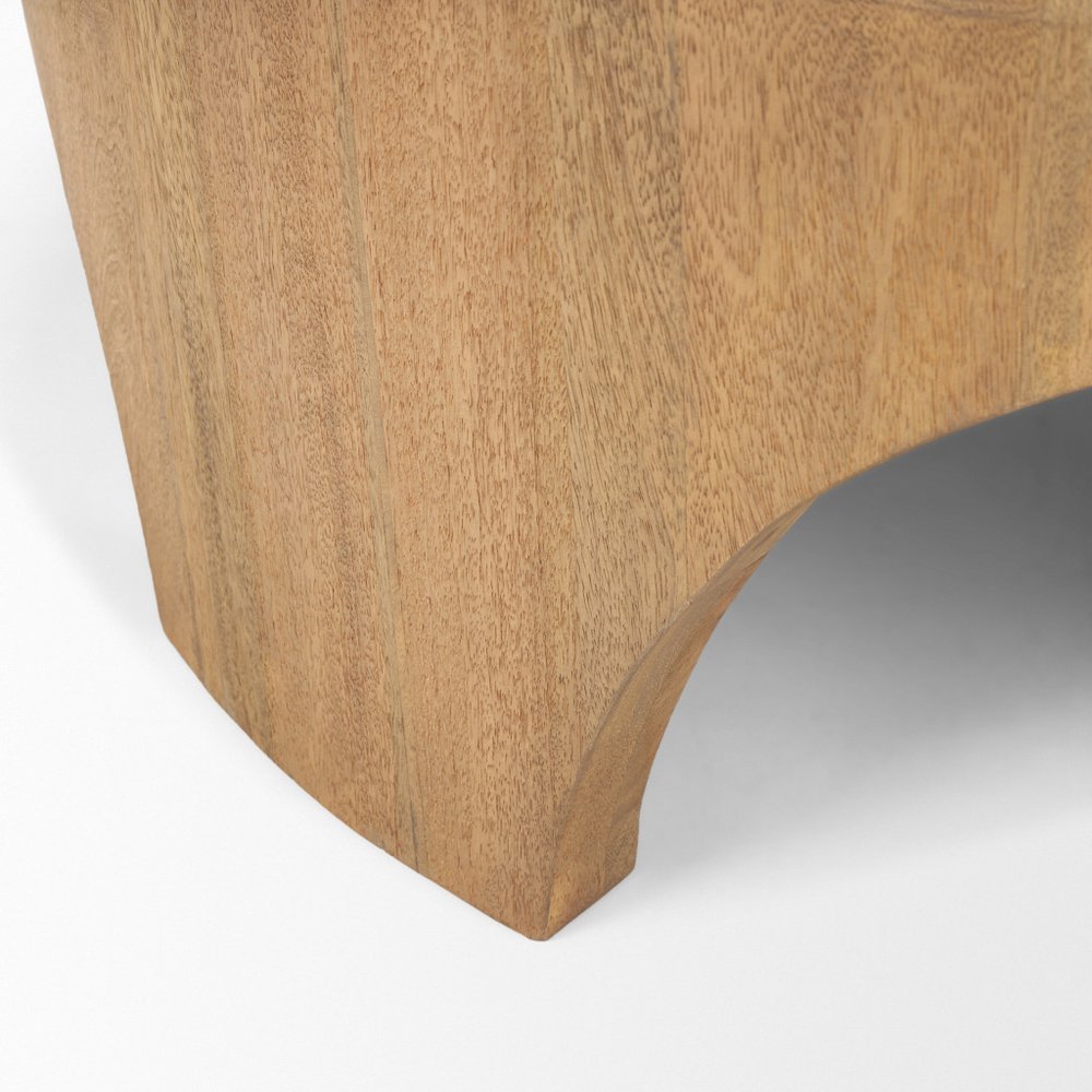 45" Light Brown Solid Wood Round Coffee Table