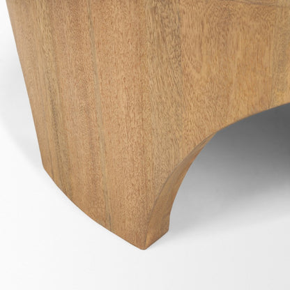 45" Light Brown Solid Wood Round Coffee Table